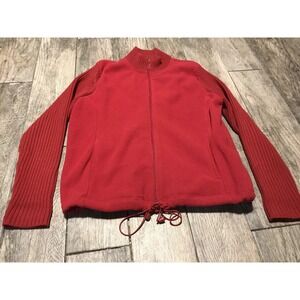 By Design Womens Red Knit Sweater jacket Zip Size XL X-Large